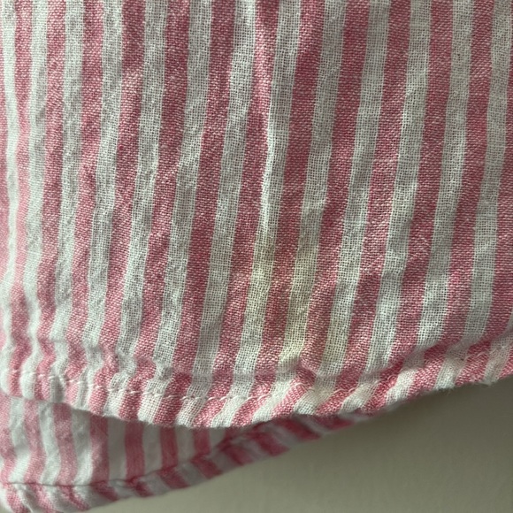 BeachLunchLounge Shirt Linen Cotton Blend Striped Pink Short Sleeve Button Sz XS - Picture 6 of 10